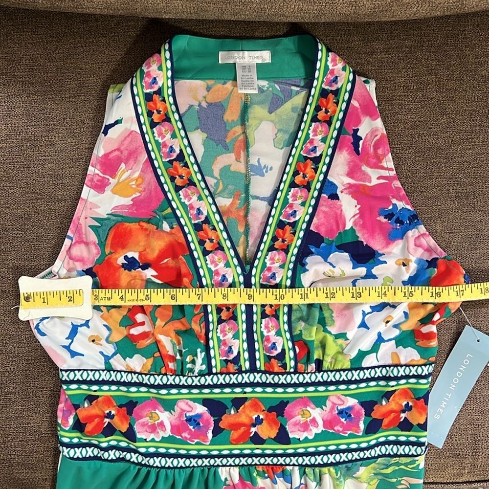 New London Times V-Neck Sleeveless Floral Maxi Dress Women’s Size 6 - Picture 11 of 14